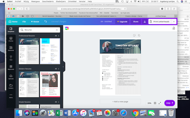Resume Canva voorbeeld