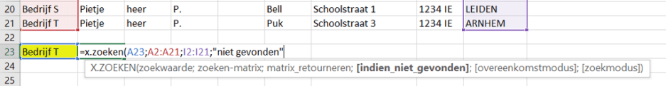 zoeken in excel