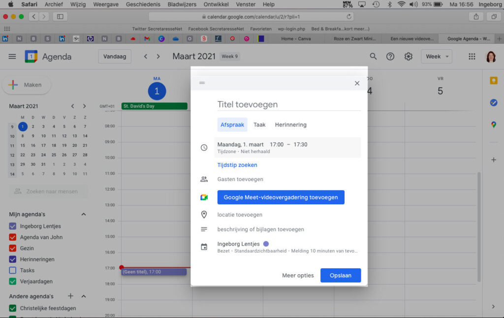 Een afspraak maken in Google Agenda