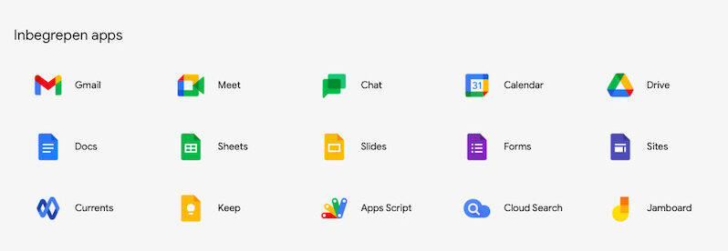 Apps van Google Workspace