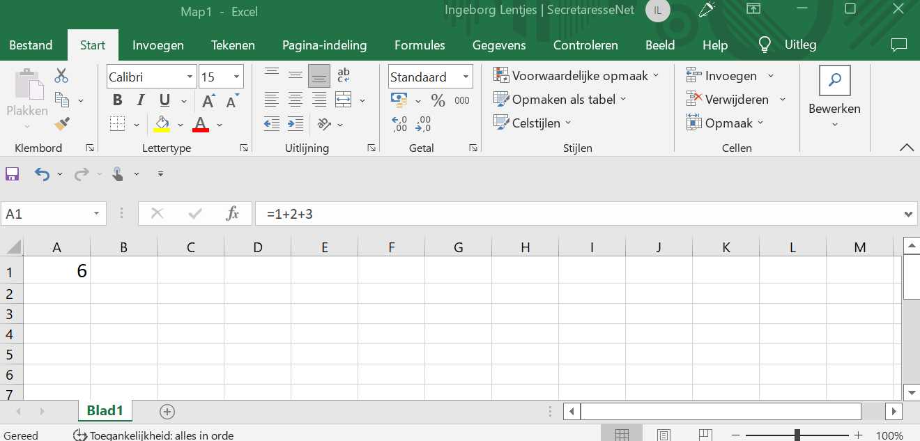 Optellen Excel