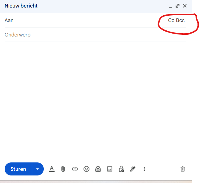 waar zit dee cc en bcc in gmail
