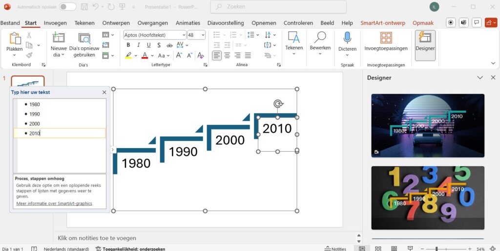 Proces PPT tijdlijn maken
