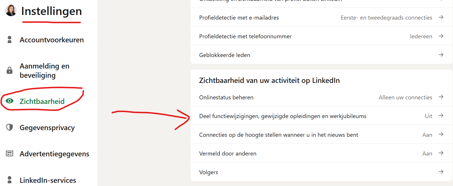 open to work uitzetten linkedin