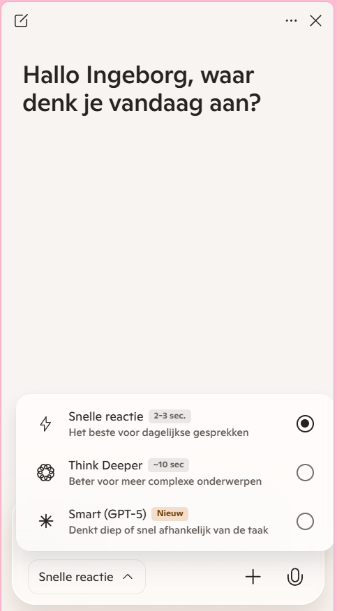 Instellen reactie instellingen copilot