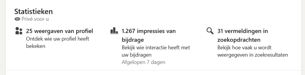 dashboard persoonlijk profiel linkedIn